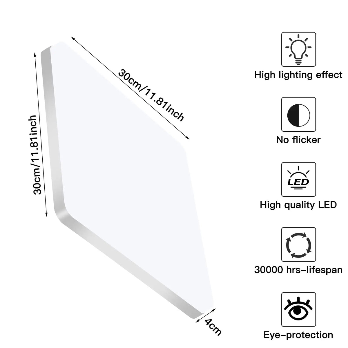 Badezimmerlampe Decke LED Quadratisch 48W 6500K IP44 5400LM | Sansoti