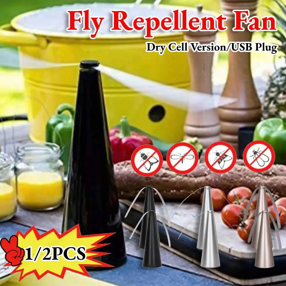 Table Fan with Holographic Wings to Repel Insects USB Battery Rechargeable for Outdoor Dining Patio | Sansoti