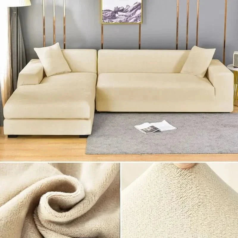 Housse de canapé en velours extensible élastique, protège-canapé antidérapante lavable pour canapé 1, 2 ou 3 places | Sansoti