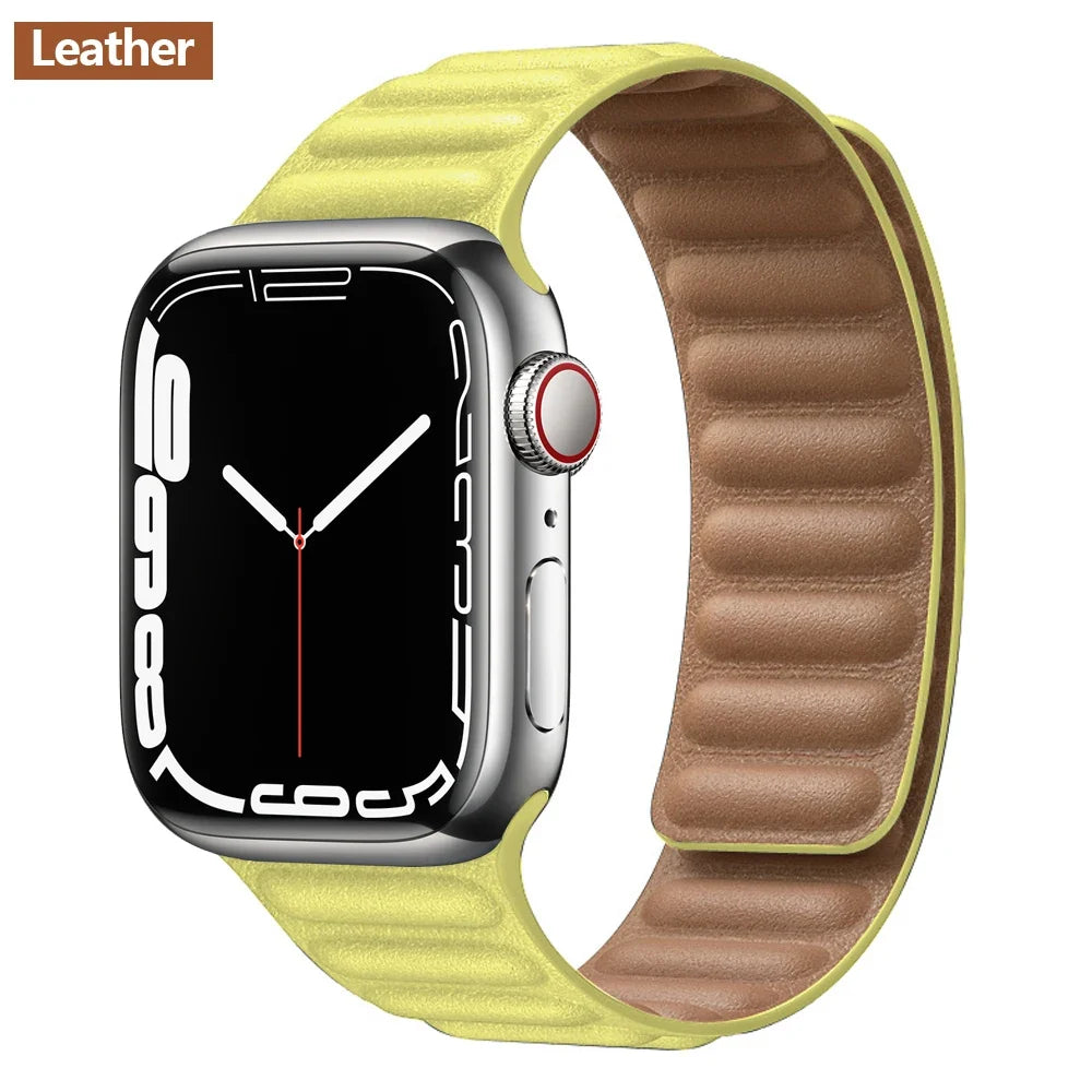 Leather Watch Band with Magnetic Closure 38-49mm Adjustable Smartwatch Accessory Wristband Stylish | Sansoti
