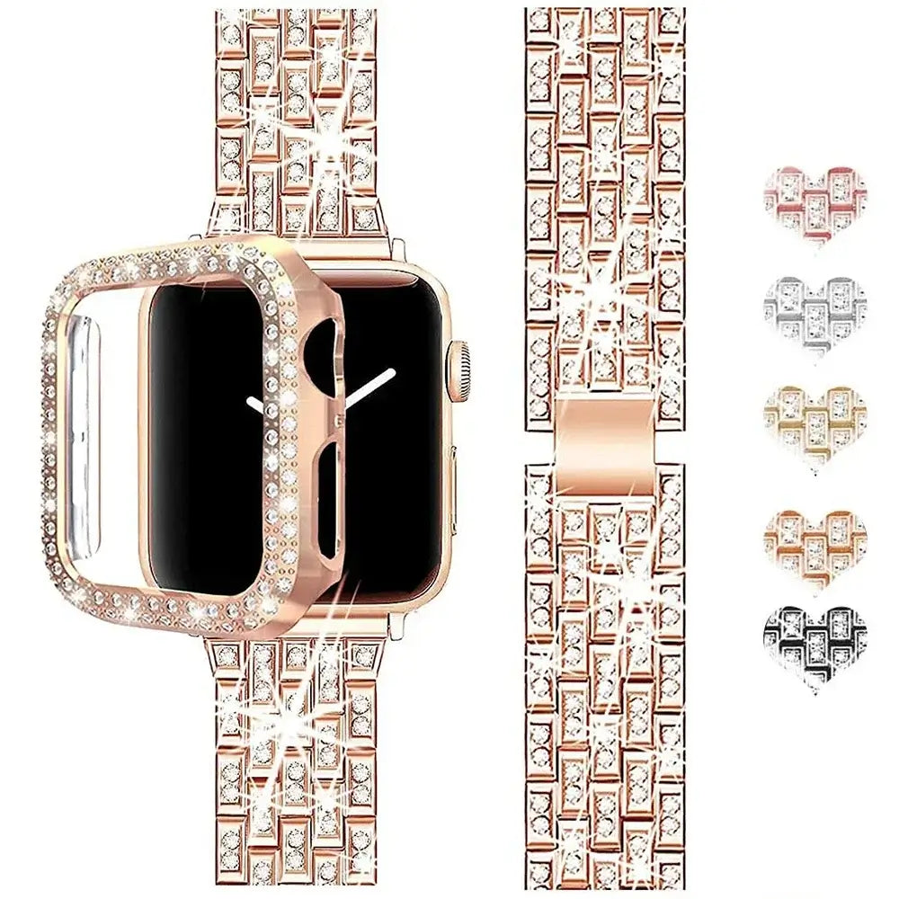 Bracelet de smartwatch orné de cristaux en acier inoxydable, réglable, bracelet de montre luxueux, accessoire scintillant remarquable | Sansoti