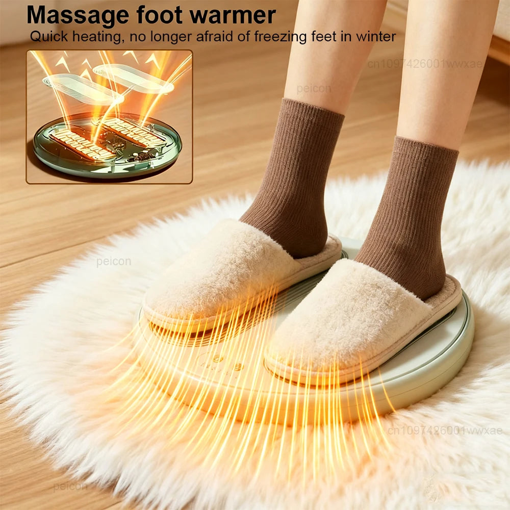 Elektrische Voetenwarmer met Massage USB Verwarmingskussen 3 Warmtestanden Antislip Pluche Thuiskantoor | Sansoti