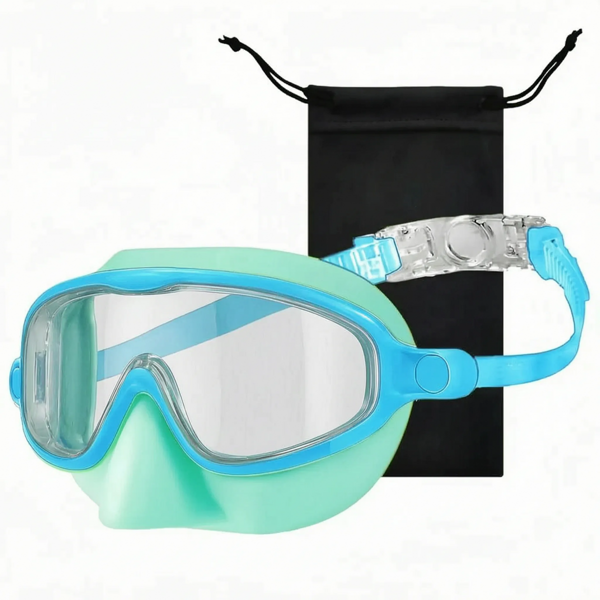 Lunettes de plongée pour enfants avec couvre-nez, lunettes de natation à vision panoramique, sangle réglable, masque de natation junior | Sansoti