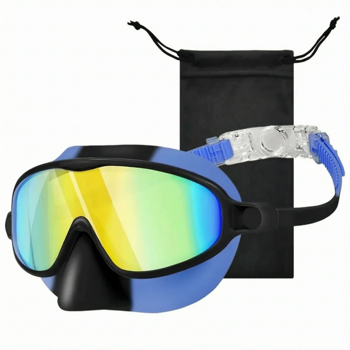 Lunettes de plongée pour enfants avec couvre-nez, lunettes de natation à vision panoramique, sangle réglable, masque de natation junior | Sansoti