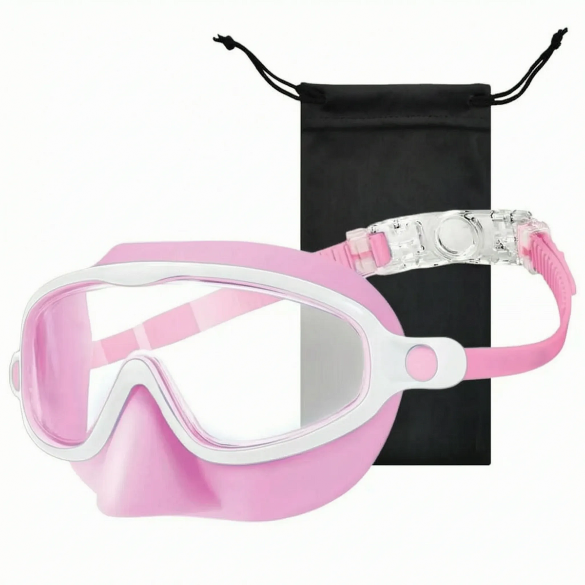 Lunettes de plongée pour enfants avec couvre-nez, lunettes de natation à vision panoramique, sangle réglable, masque de natation junior | Sansoti