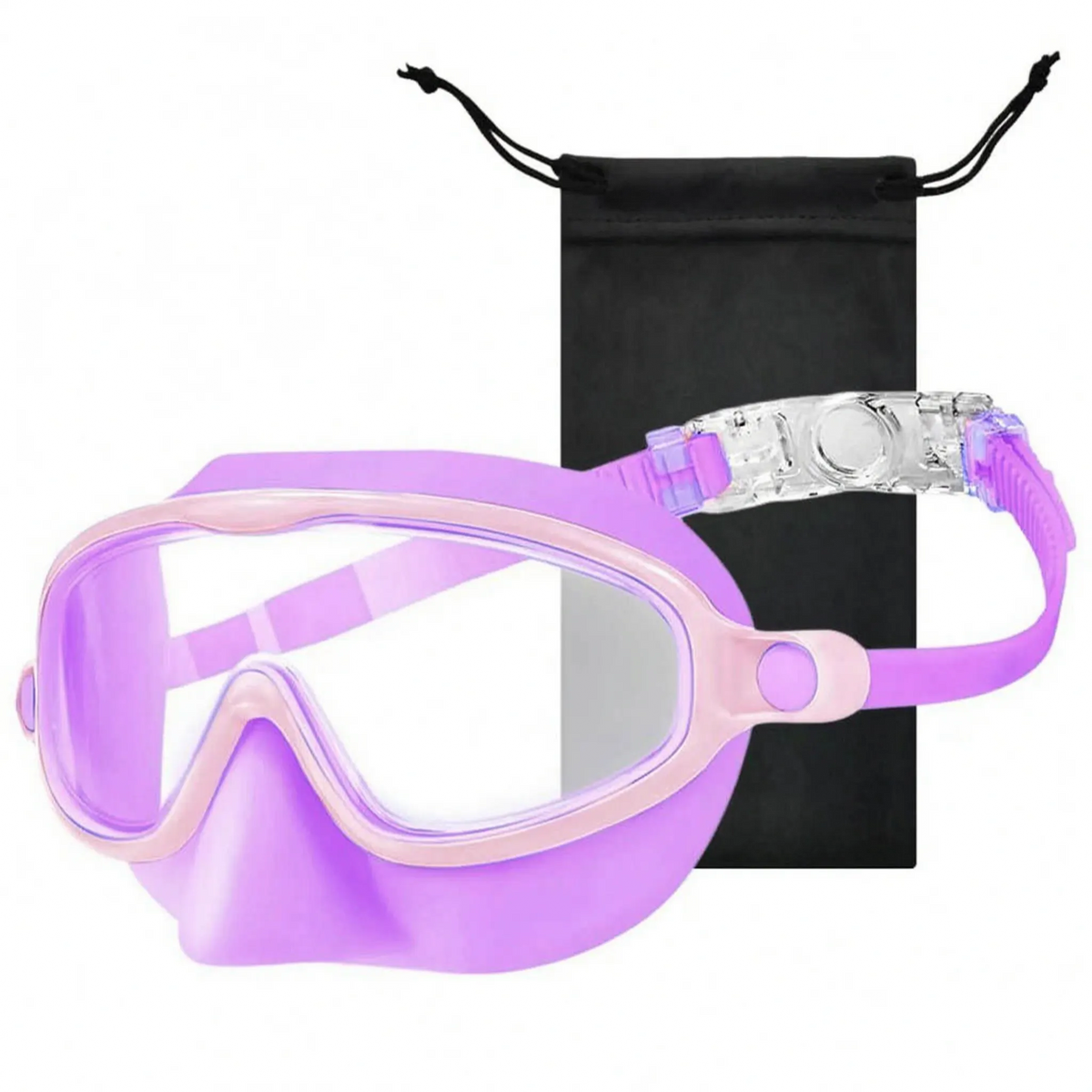 Lunettes de plongée pour enfants avec couvre-nez, lunettes de natation à vision panoramique, sangle réglable, masque de natation junior | Sansoti