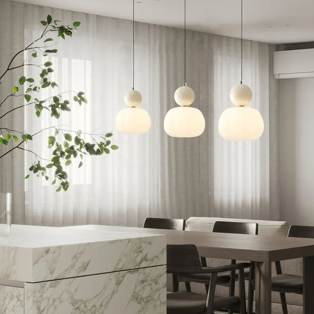 Scullon pendant lamp metal PMMA beige dining room living room design lighting modern pendant lamp glass look | Sansoti