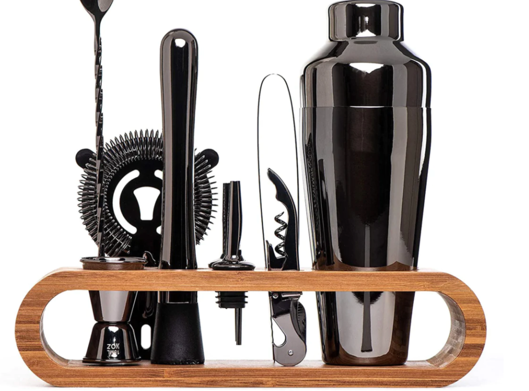 RVS Cocktailset 10-delig Professioneel Barkruik met Shaker Jigger Lepel Muddler Zilver Rosé Goud Zwart Bartools | Sansoti