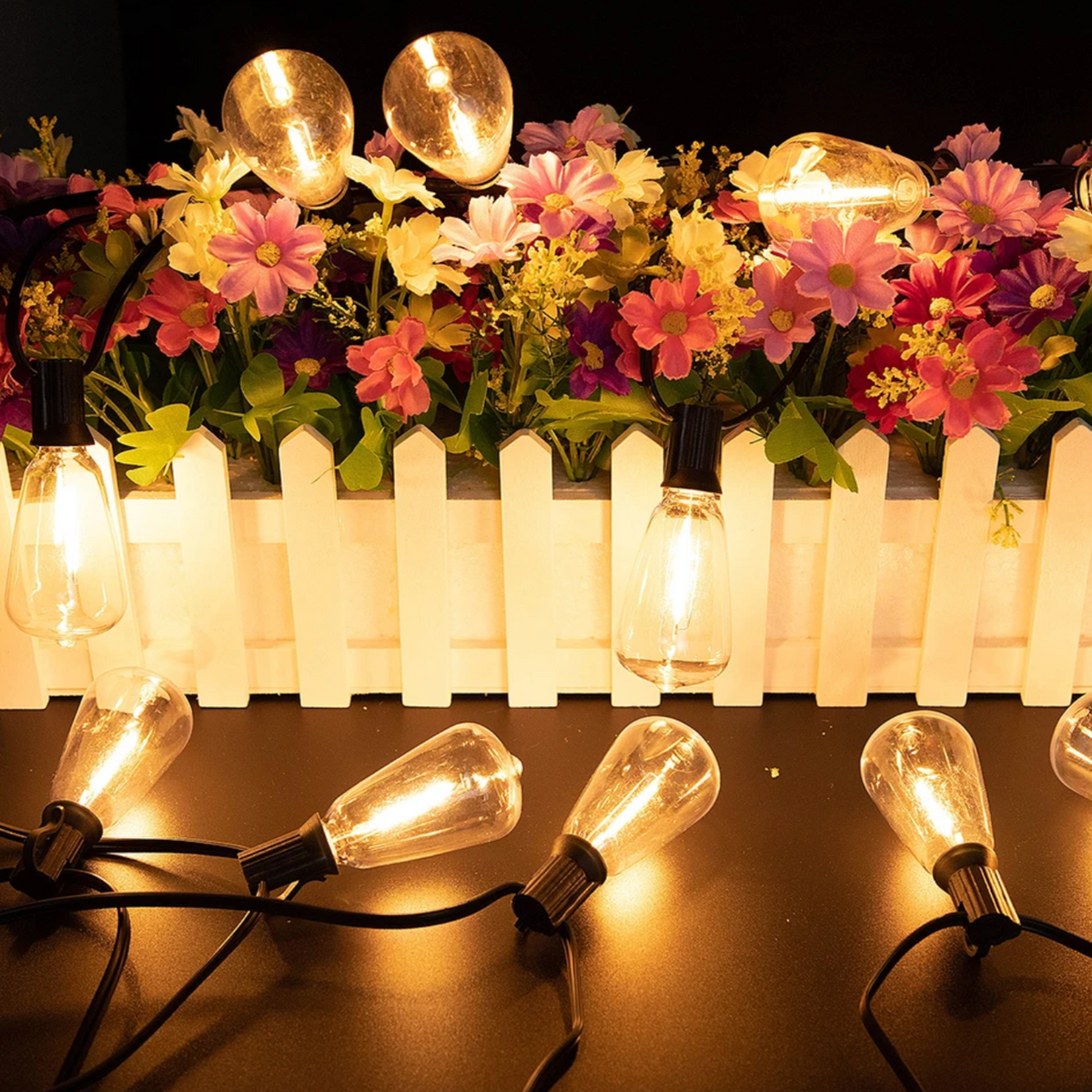 Éclairage de jardin résistant aux intempéries avec 15 lampes incassables, câble de 10 mètres, noir, éclairage de jardin, éclairage de fête, IP44, LED extérieur | Sansoti