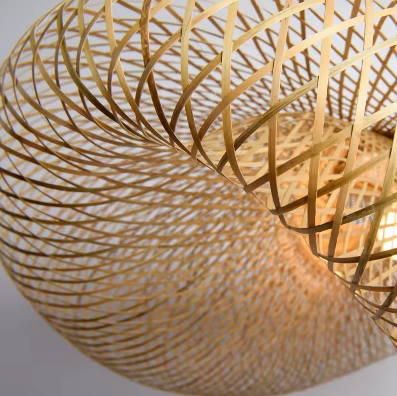 Bambusowa lampa wisząca w japońskim stylu, ręcznie tkana, 40–80 cm, E27 | Sansoti