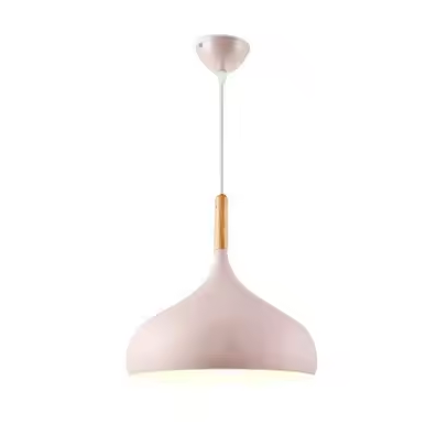 Suspension scandinave en aluminium et bois design E27 couleurs 24cm | Sansoti