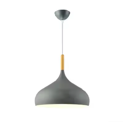 Suspension scandinave en aluminium et bois design E27 couleurs 24cm | Sansoti