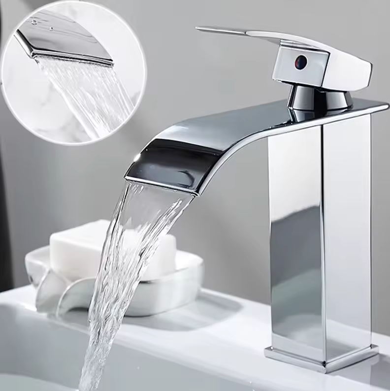 Waterfall Faucet Stainless Steel Hot Cold Mixer Black Gold Silver | Sansoti