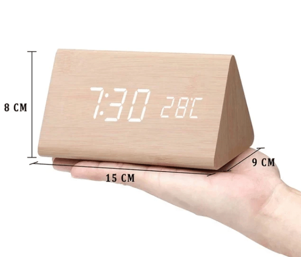 LED-Holzwecker mit Sprachaktivierung & minimalistischem Design – Sansoti