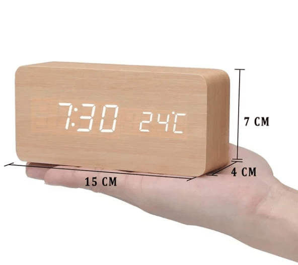 LED-Holzwecker mit Sprachaktivierung & minimalistischem Design – Sansoti