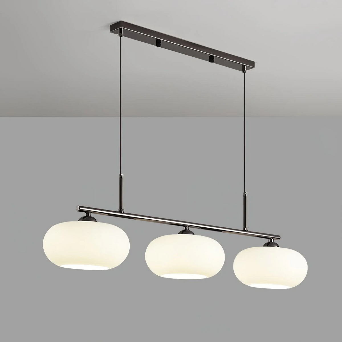 Bauhaus 3-kops hanglamp glas metaal zwart kookeiland eetkamer verlichting moderne design lamp minimalistisch interieur | Sansoti