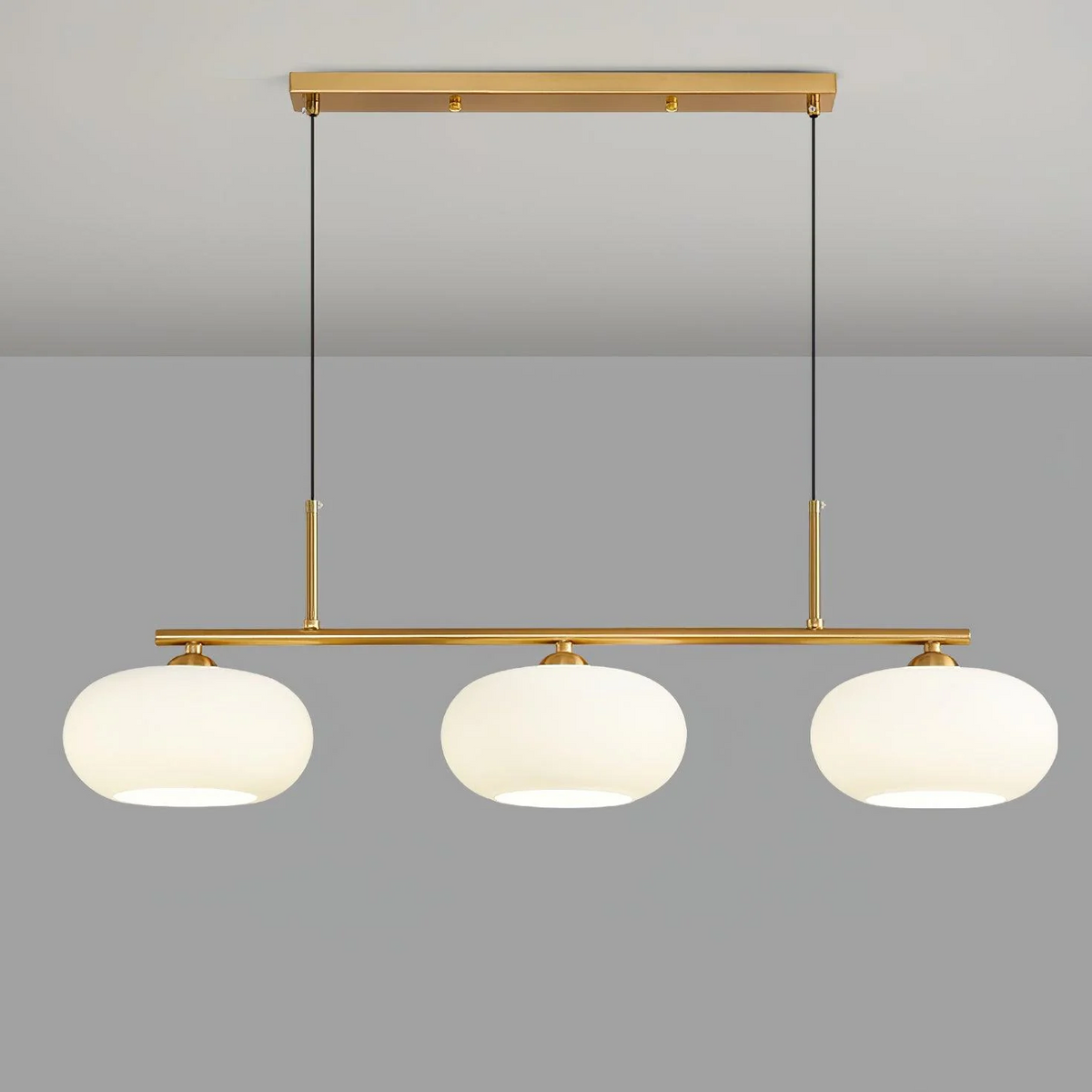 Bauhaus 3-kops hanglamp glas metaal zwart kookeiland eetkamer verlichting moderne design lamp minimalistisch interieur | Sansoti