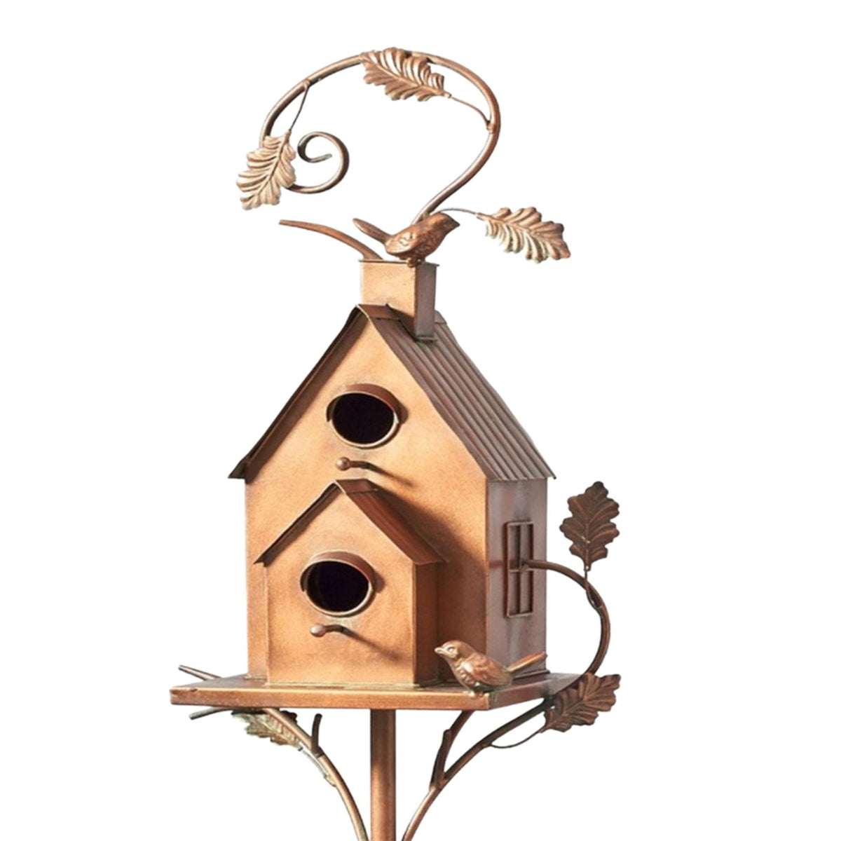Metallisches Vogelhaus auf Gartenstecker mit Künstlerischem Design für Garten Terrasse Balkon | Sansoti