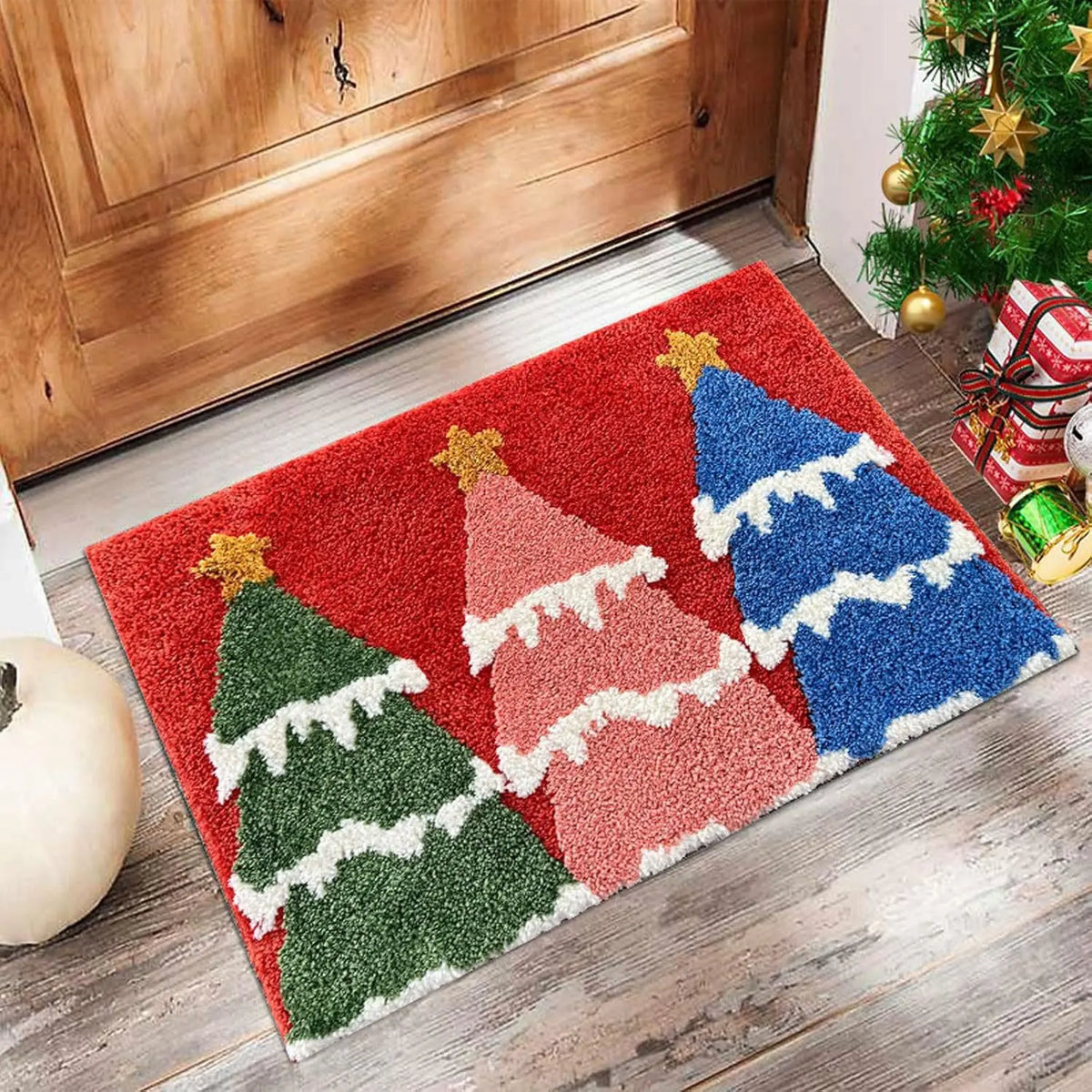 Kerstmat Deurkleed 40x60cm Antislip Feestelijke Entree Decor Kerstman Sneeuwpop Winter Seizoen Deurmat | Sansoti