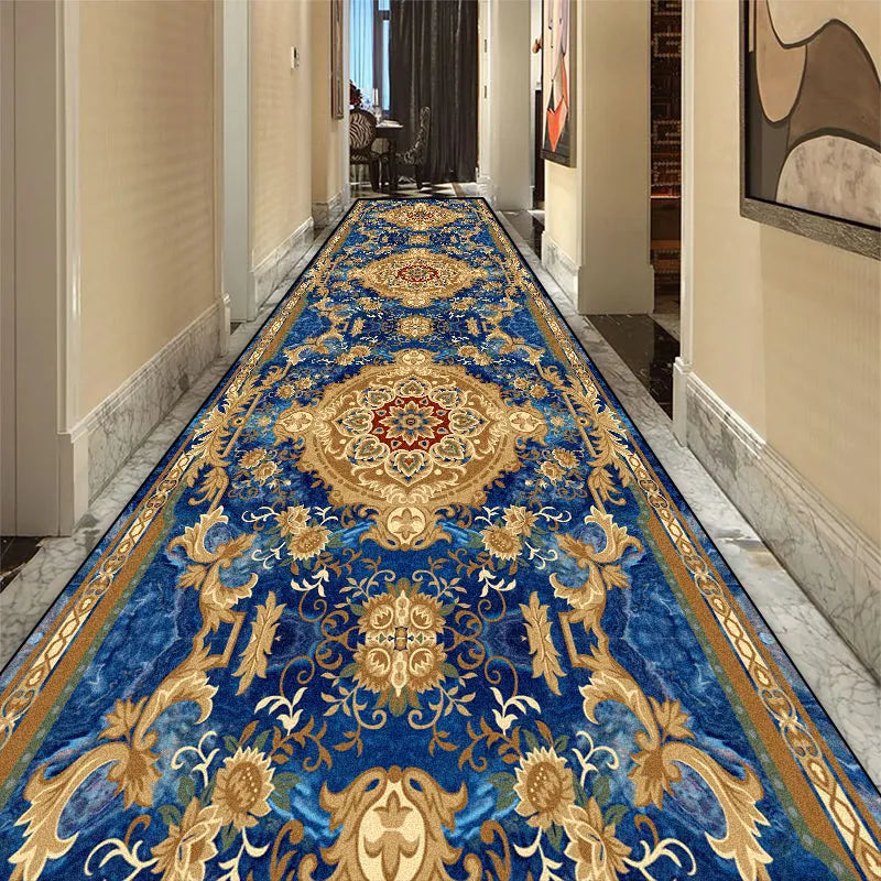 Läuferteppich mit Galerie-Motiv, rutschfest, geometrisches Muster, Vintage-Stil, Flur, Korridor, Polyester, 90×300 cm, Wohnzimmer | Sansoti