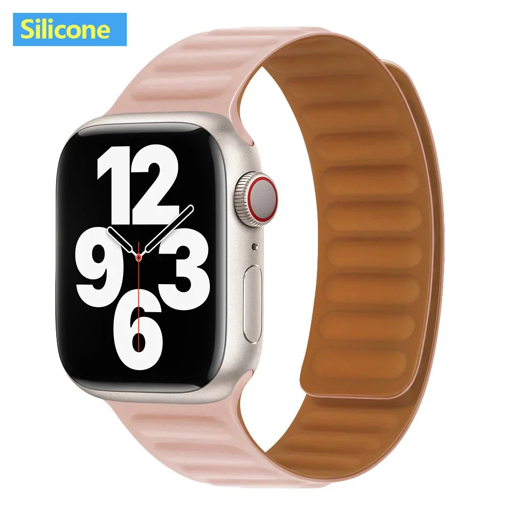 Leather Watch Band with Magnetic Closure 38-49mm Adjustable Smartwatch Accessory Wristband Stylish | Sansoti