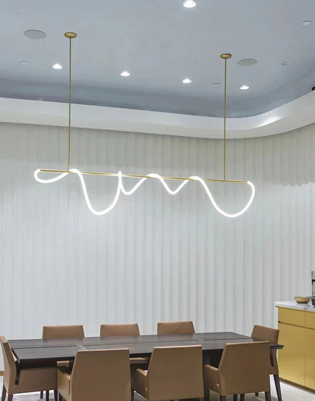 Lineaire Hanglamp LED Aluminium Zwart Goud 80-150cm Modern Design Eetkamer Slaapkamer Woonkamer Verlichting | Sansoti