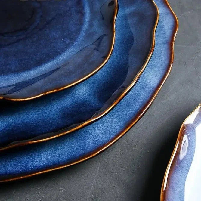 Handmade Porcelain Dinnerware Set 4-Piece Unique Color Patterns Microwave and Dishwasher Safe for Daily Use | Sansoti