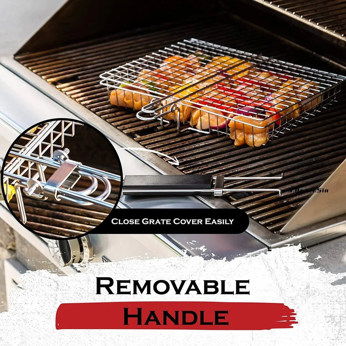 Foldable Grill Basket Stainless Steel Non-Stick BBQ Vegetables Meat Fish Camping Barbecue Charcoal Grill | Sansoti