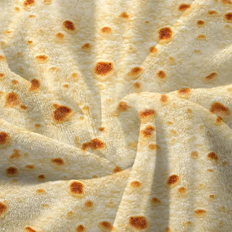 Runde Fleecedecke mit Tortilla-Muster in Gelb, 150 cm, weich und warm, Picknickdecke für Reisen, Zuhause, Sofa, Bett und Wohnzimmer | Sansoti