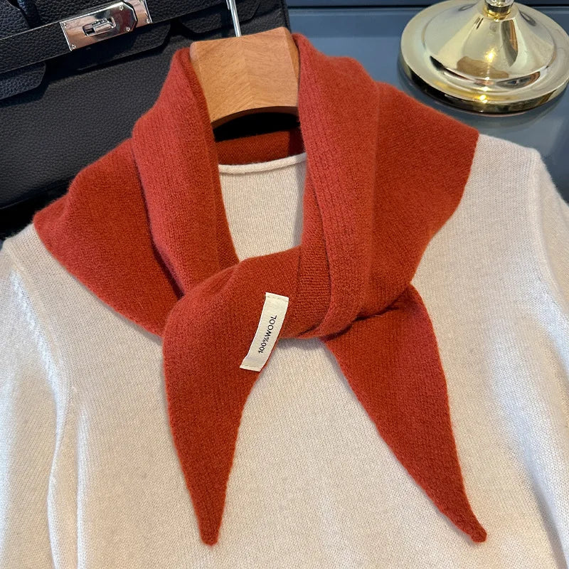 Gebreide Wollen Driehoekssjaal Dames Winterwarm Zachte Halsdoek Effen Kleur Design Comfortabel Stijlvol | Sansoti