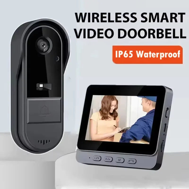 Wireless Video Doorbell with 4.3-inch Screen Night Vision 170° HD Intercom Waterproof for Home Security | Sansoti