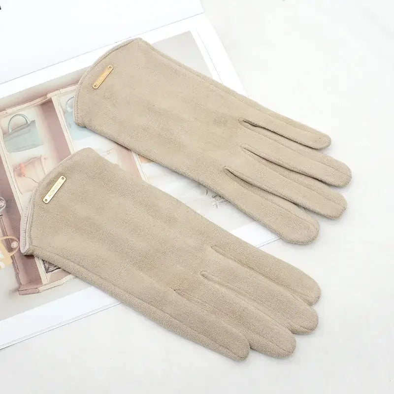 Suède Winterhandschoenen Touchscreen Dames Heren Warm Winddicht Rijhandschoenen Beige Zwart Roze Grijs Winter | Sansoti