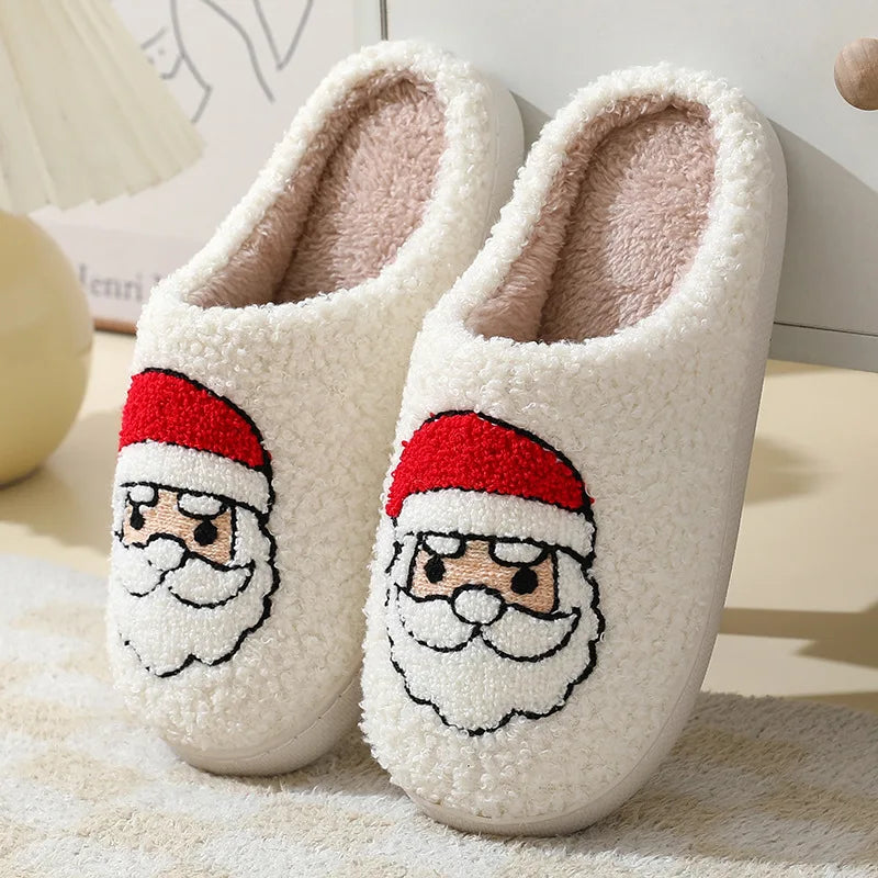 Festliche Hausschuhe mit Weihnachtsmotiv, Winterwärme, rutschfeste Pantoffeln, bequem für Damen und Herren | Sansoti