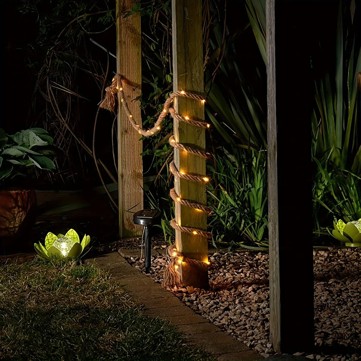 Solar Hemp Rope Garden Lighting 5 Meters with Warm LED Light | Sansoti