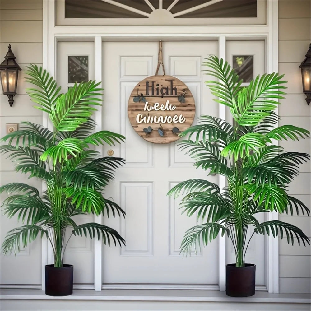 Artificial Plant Areca Palm 90cm 24 Leaves Outdoor Indoor Living Room Bedroom Fake Palm Decorative Artificial Tree Set of 2 | Sansoti