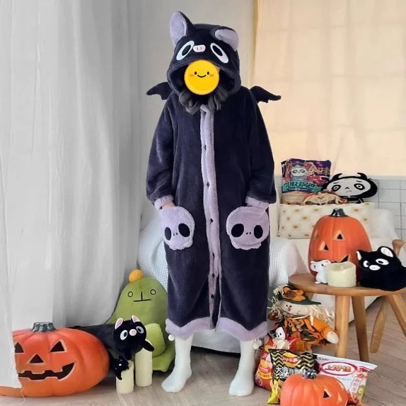 Dieren Onesie met Capuchon Warme Flanel Huispak Volwassenen Zachte Loungewear Pyjama voor Ontspanning Thuis | Sansoti