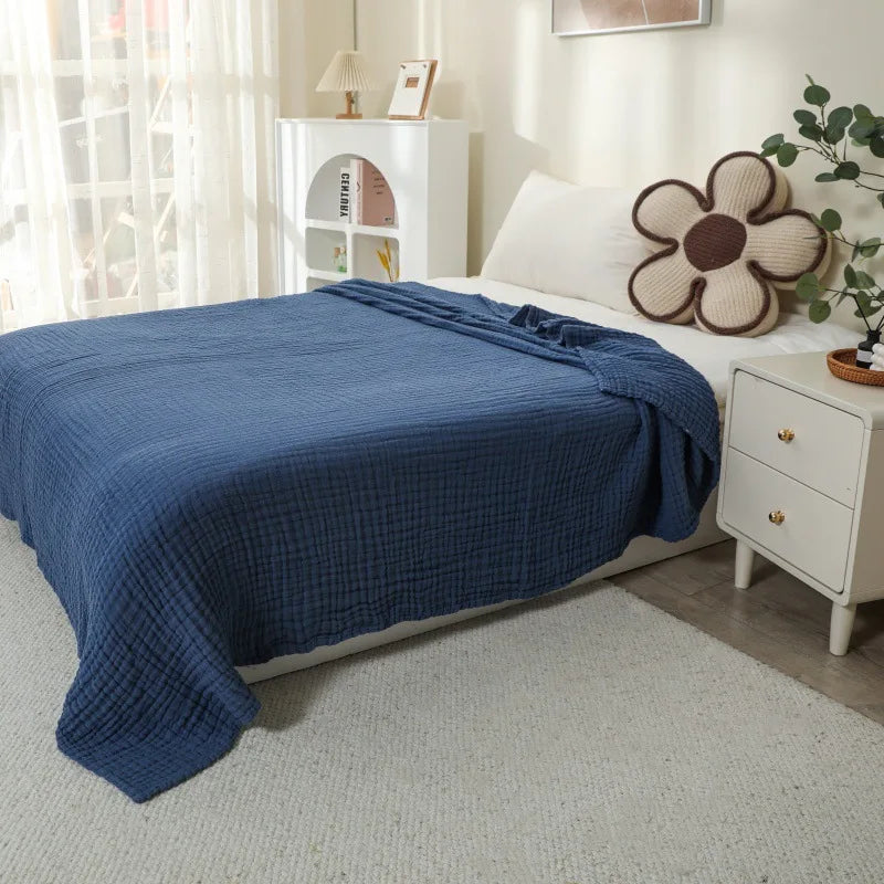 Muslin Throw Six-Layer Cotton Blanket Soft Breathable 198x229cm Bed Sofa Living Room Year-Round Comfort Warmth | Sansoti