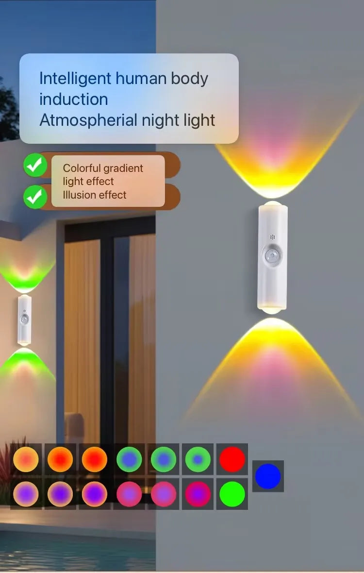 Kabelloses Nachtlicht mit Bewegungssensor, 7 Farben, wiederaufladbare LED-Stimmungsbeleuchtung für Schlafzimmer und Badezimmer | Sansoti