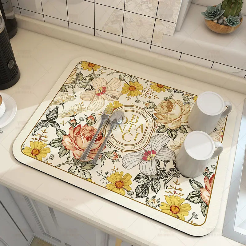 Absorbent Non-Slip Kitchen Mat 50x60cm Microfiber Quick-Drying Washable Hygienic Floor Rug Countertop | Sansoti