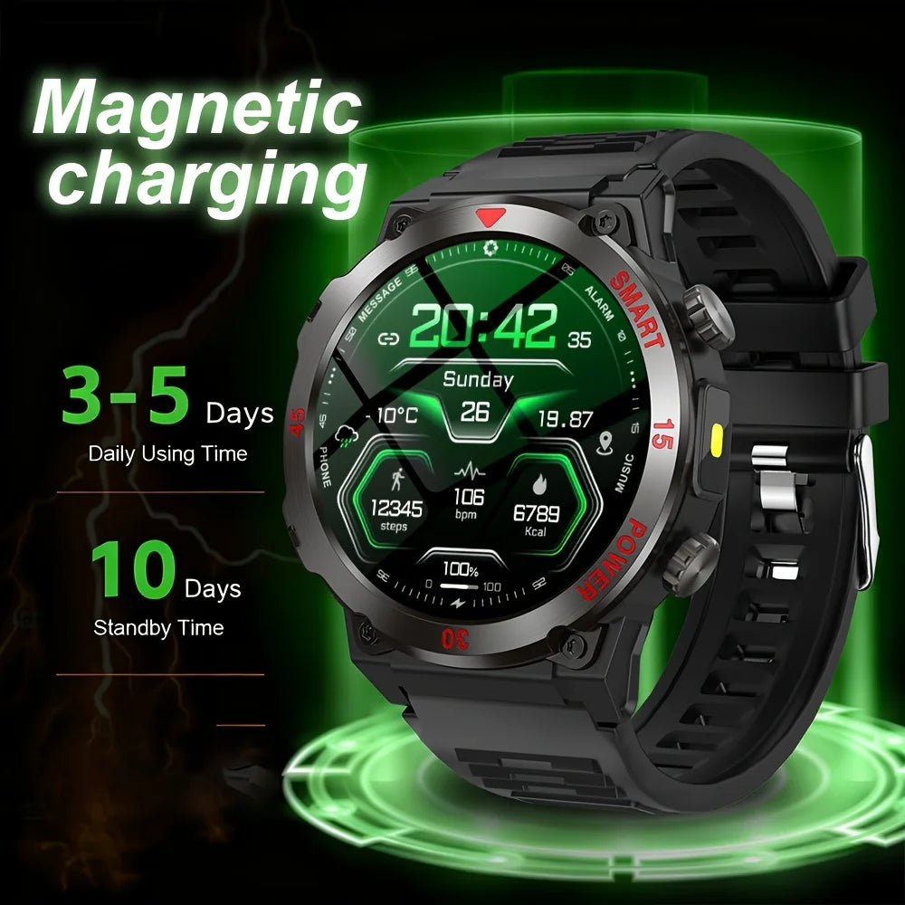 Round Smartwatch 1.52-inch HD Touchscreen Metal Casing Flashlight Bluetooth Heart Rate Monitor Fitness Tracker | Sansoti