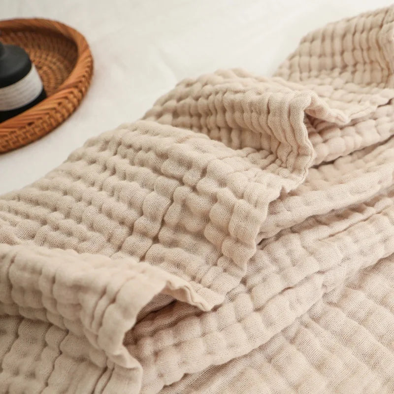 Plaid en mousseline 6 épaisseurs 100 % coton Doux Respirant Léger pour chambre à coucher canapé sofa voyage | Sansoti