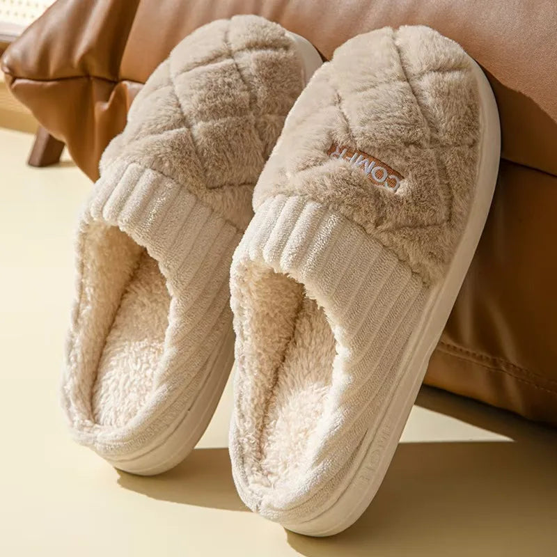 Winterpantoffels Pluche Gevoerd Antislip Zool Binnenschoenen Unisex Warme Huisslippers Comfortabel Thuis | Sansoti