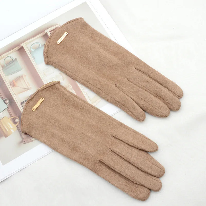 Suède Winterhandschoenen Touchscreen Dames Heren Warm Winddicht Rijhandschoenen Beige Zwart Roze Grijs Winter | Sansoti