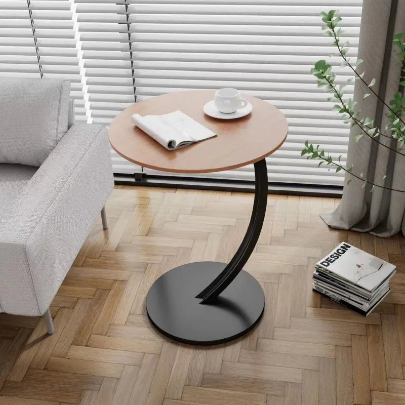 Ronde Bijzettafel Hout Staal Compact Nachtkastje Modern Design Woonkamer Slaapkamer Hoektafel Stijlvol | Sansoti