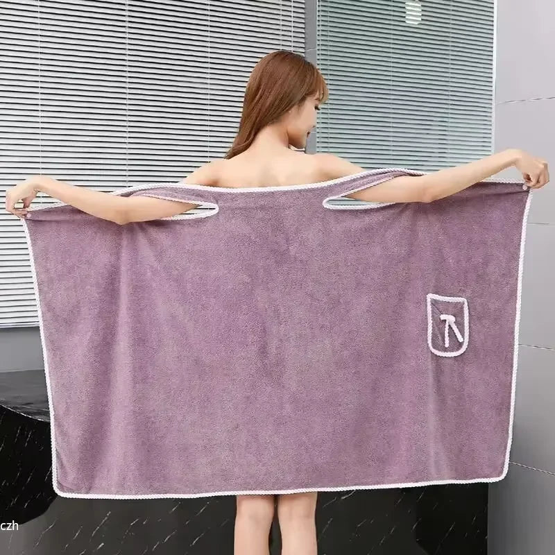 Draagbare Badhanddoek Dames 80x135cm Sneldrogend Koraalfleece Badjas voor Spa Zwembad Gym Sauna Wellness | Sansoti