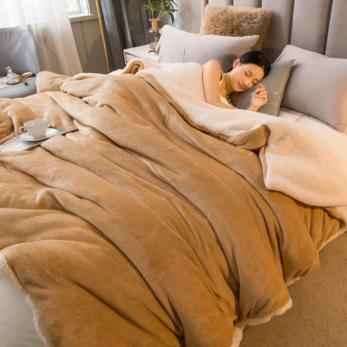 Wool Plaid Blanket | Warm & Soft | Double-Sided | For Bed, Sofa & Winter