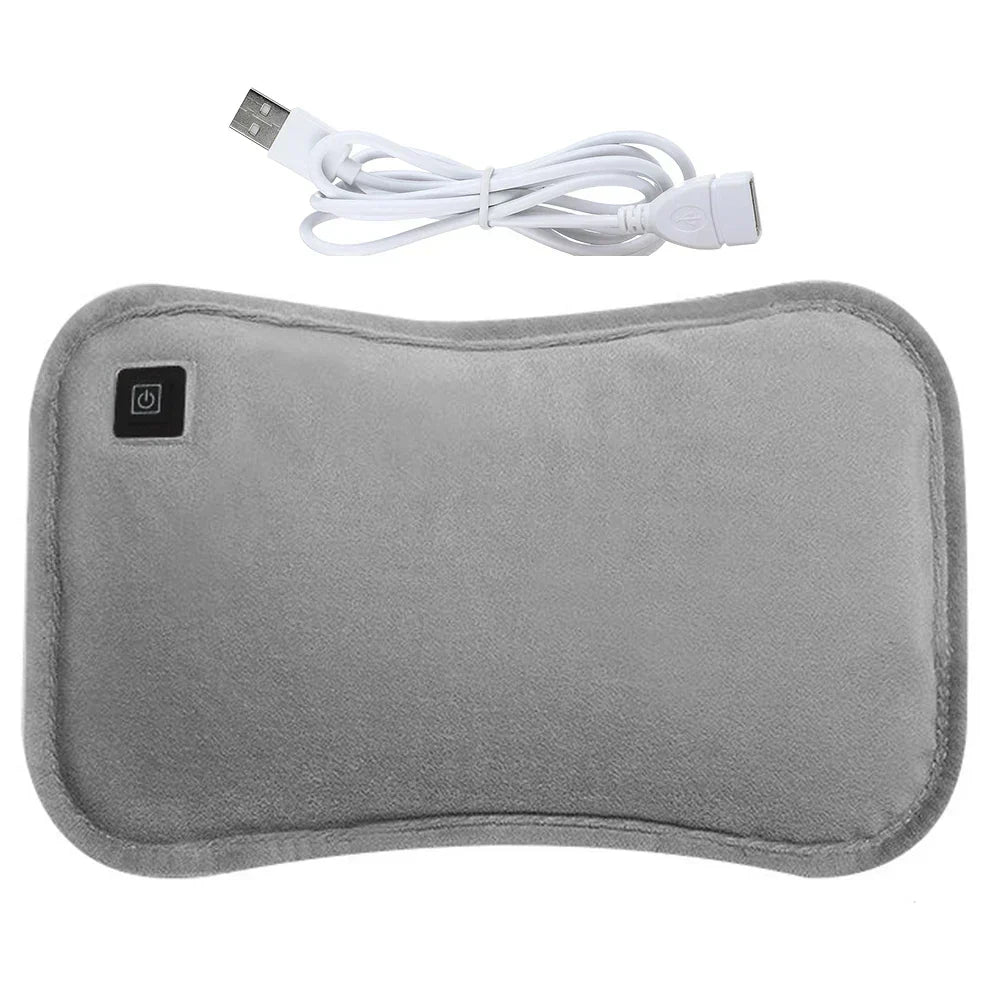 Heatable USB Pillow 30x20cm Light Grey Green Hand Warmer Belly Pillow Travel Pillow | Sansoti