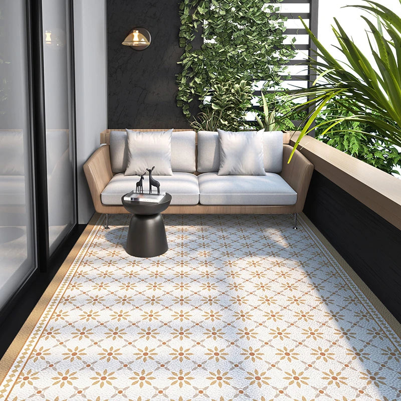 Teppich PVC Leder Rutschfest Küche Balkon Wohnzimmer Geometrisches Muster Modernes Design Bodenbelag | Sansoti