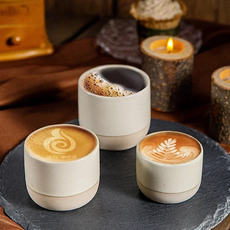 Japandi Koffiemok Keramiek Handgemaakt Espressokop Theekop Japanse Stijl 100ml 180ml 230ml Wabi Sabi Stoneware Koffiekop Restaurant Café | Sansoti