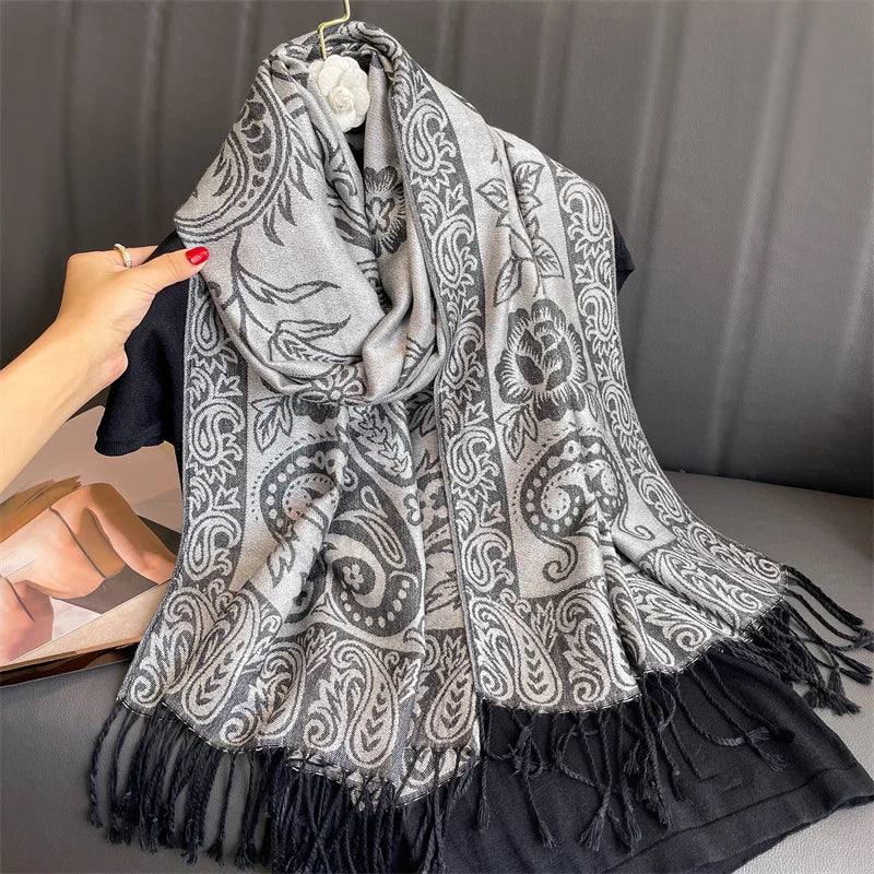 Pashmina Omslagdoek Kasjmier-look Dames 70x190cm Zachte Wintersjaal Vier Seizoenen Warm Foulard Elegante Sjaal | Sansoti
